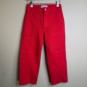 DAZE Red Utility Patch Pocket Straight Leg Pants Size 27P